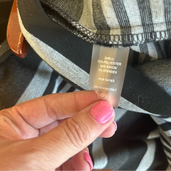 Calvin Klein Sleeveless Black Gray Striped Sheath Dress Women’s Size 10 Career - Picture 6 of 6